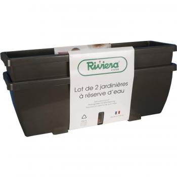 RIVIERA EVA 57cm Gray Double Flower Box (Plastic)