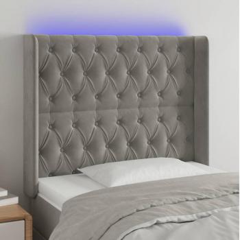 Cabecero de Terciopelo Gris con Iluminación LED 103×16×118 cm