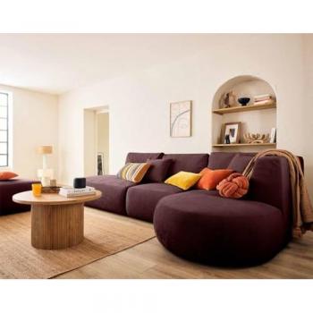 LISA Design – Santorini 5‑Sitz Ecksofa Rechts, strukturierter Pflaumenstoff