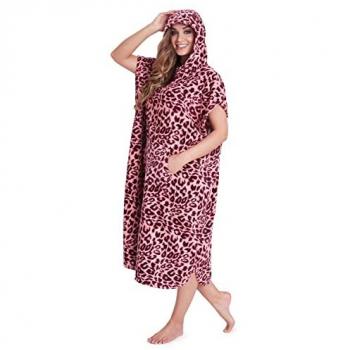 Women's CityComfort Leopard Print Poncho – Pink, Large/XL