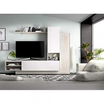Mueble de salón en madera gris y blanco