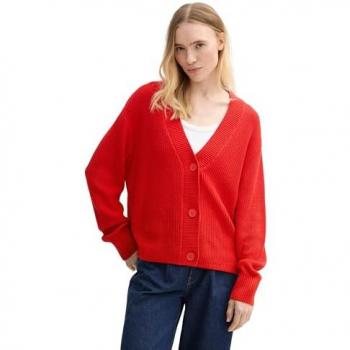 Modischer Cardigan mit Knopfleiste von TOM TAILOR DENIM, rot, XS