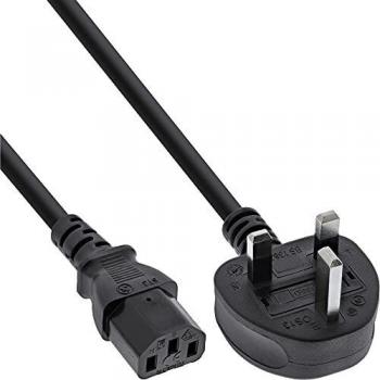 InLine C13-Koppler Stromkabel, 1,8 m, Schwarz, für UK-Steckdosen