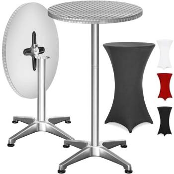 Tavolo Bistrot Alluminio Argento 115x60cm con Copertura Antracite Ø60cm