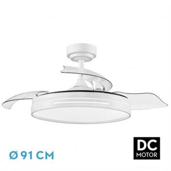 Ventilador de techo LED 48W blanco 3 aspas 6 velocidades motor DC Fabrilamp