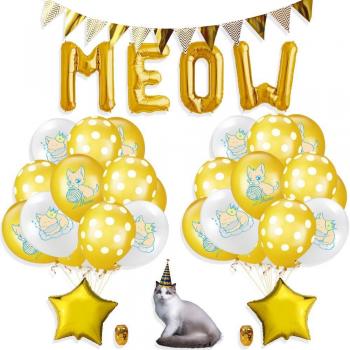 Décorations d'anniversaire à thème chat, 27 pièces