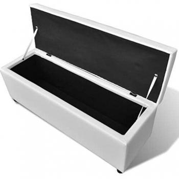 VidaXL Long White Wooden Storage Bench