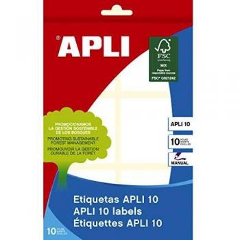 Apli 10‑blads Vit Självhäftande Etiketter 50 mm × 50 mm