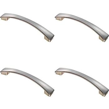 Four‑Piece Curved Bow Pull Handle Kit – 183 × 26 mm, 160 mm, Fixing Centers in Satin Nickel