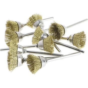 10pcs Mini Wire Brush Set Brass Cup Wheel for Grinder or Drill 3mmx18mm