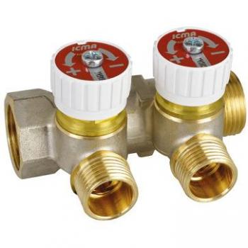 Icma Collecteur linéaire 3/4 MF, 4 robinets d'arrêt, modèle 227, diamètre 1/2 (16)