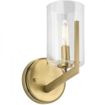 Wandleuchte Vintage Design E14 24,5 cm Messing gebürstet Glas Metall
