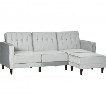 HOMCOM L-Shaped Reversible Sectional Sofa Bed Set with Ottoman