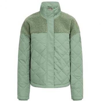 Derbe Damen Fleecejacke Quiltholm, Gr. 42, grün mit silbernen Details