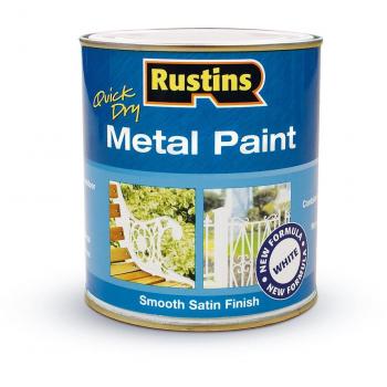 Rustins Quick Dry Metal Paint Smooth Satin White 500ml