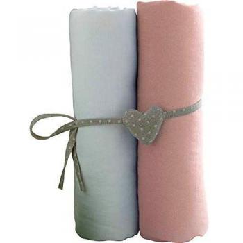 Draps Housse Rose et Blanc en Satin de Soie pour Bébés