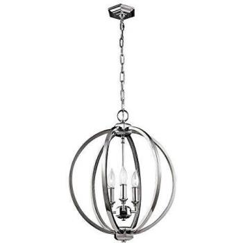 Plafonnier Corinne, moyen, 3 ampoules, nickel poli, E14