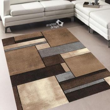 Tapis Soyeux Beige Tissé Motif Géométrique