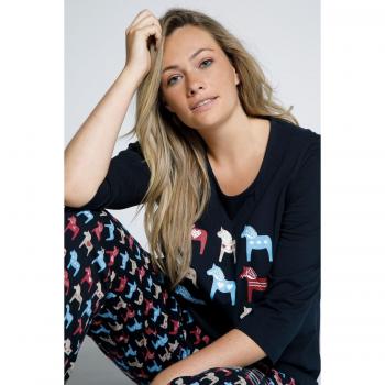 Camicia da notte Ulla Popken, Donna, Blu, Taglia 52/54, Cotone