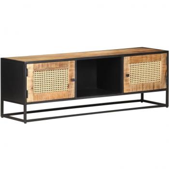 Mesa de TV Día y Noche Madera de Mango y Caña 120x30x40 cm