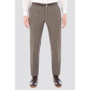 Slim Fit Beige Donegal Trousers