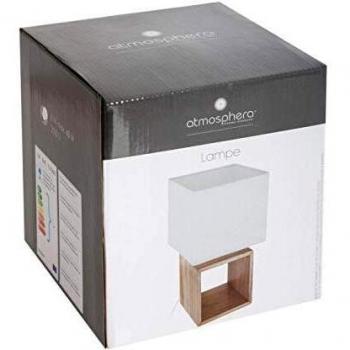 Lampe à poser carré en bois et tissu Pojo