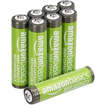 Batterie ricaricabili AAA Amazon Basics, alta capacità, pre-caricate, confezione da 8