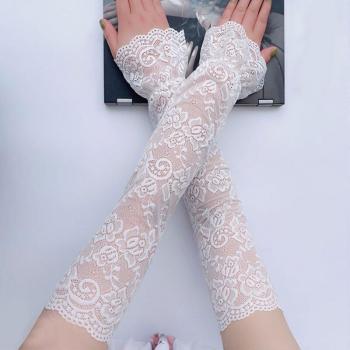 Ice Silk Lace Arm Sleeve Driving Gloves