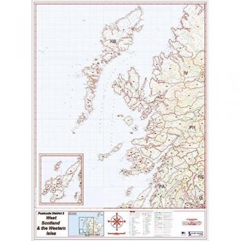Scotland West & Isle Postcodes – Colour Map on Satin Paper