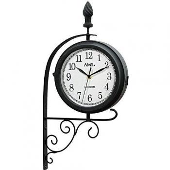 AMS W9433 Quarz-Wanduhr, Holz, mehrfarbig, 52 x 28 x 11 cm