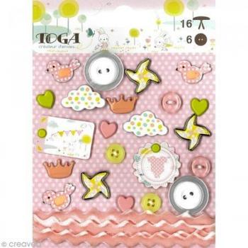 Lot de 16 Embellishments Rosa para Toga