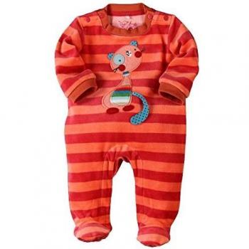 Boboli Newborn Girls Velour Play Suit Long Sleeve Bodysuit, Listado Tomate 3450, 0-3 Months