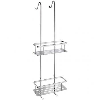 Smedbo UK Chrome Hanging Bathroom Basket Set – Two Compartments, Hooked, Silver