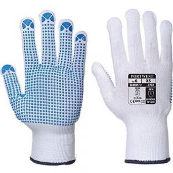 Portwest Polka Dot Grip Gloves White / Blue M