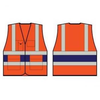 Beeswift High Visibility Executive Vest OrangeNavy Blue M BSW31583