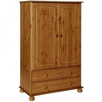 Door 2 Drawer Combi Wardrobe Bedroom Furniture, Cream/Pine, Pine, White