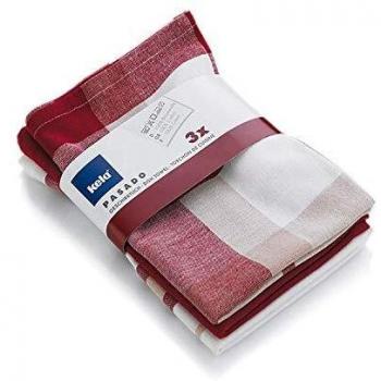 Kela 15963 Pasado Lot de 3 Torchons de cuisine Coton Rouge 65 x 45cm