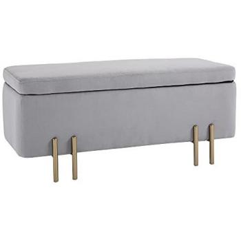HOMCOM Sitzbank mit Stauraum, hellgrau, 100 x 40 x 42 cm
