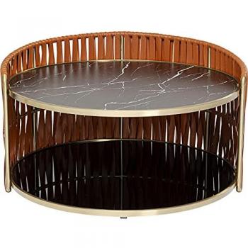 Kare Design – Table Basse Moderne à Effet Marbre Noir, 86 × 49 cm