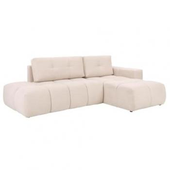 Sofá cama rinconero derecho de tela texturizada beige TRIMALDI