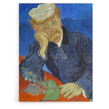 Dr. Paul Gachet by Van Gogh – Blue Vintage Canvas Poster (18W x 24H)