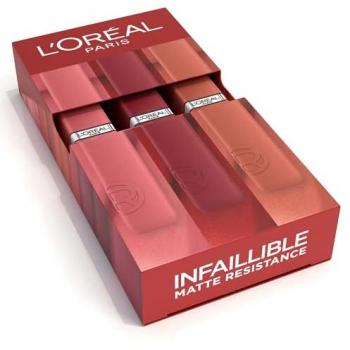 L'Oréal Paris Coffret 3 Rouges à Lèvres Liquide Longue Tenue Couleur Intense Fini Mat Sans Transfert Infaillible Matte Multicolore
