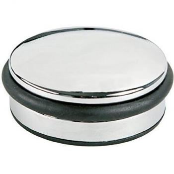 Türstopper, chrom, flach mit Gummiring, Maße: H x Ø ca. 4 x 10cm