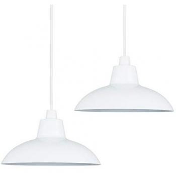 Set of 2 White Metal Easy Fit Ceiling Pendant Light Shades