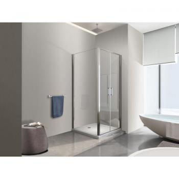 NALA Box Doccia Vetro Reversibile Angolo 87,5‑90 cm con Parete Fissa e Porta Battente