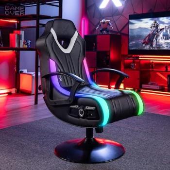 Sofá Gamer X Rocker Fury 2.1 RGB Asiento Acolchado Negro-Blanco