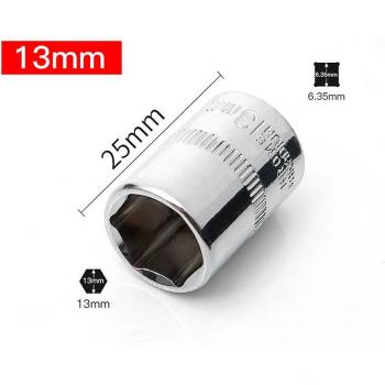 1/4‑Buchse in Stock, verhext, metrisch – 6‑Punkte-Platz, 4–14 mm, poliert CRV