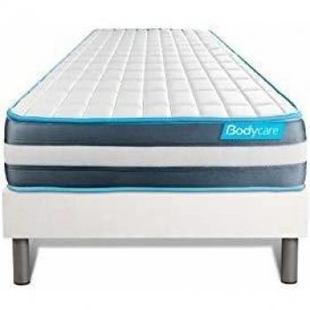 Matelas 90x200 BodyForm mémoire de forme 3 zones + sommier blanc