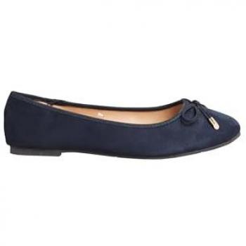Long Tall Sally Blue Faux Suede Ballerinas – 42 EU / 9 UK