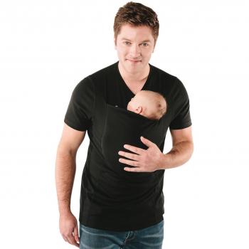 Camiseta Hombre Portabebés Kangaroo con Bolsillo Grande Negro XXXL
